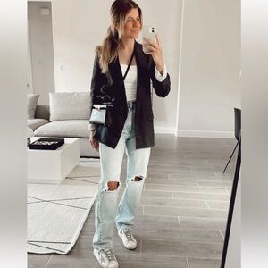 Zara Dark Grey linen Blazer with Tailored Design